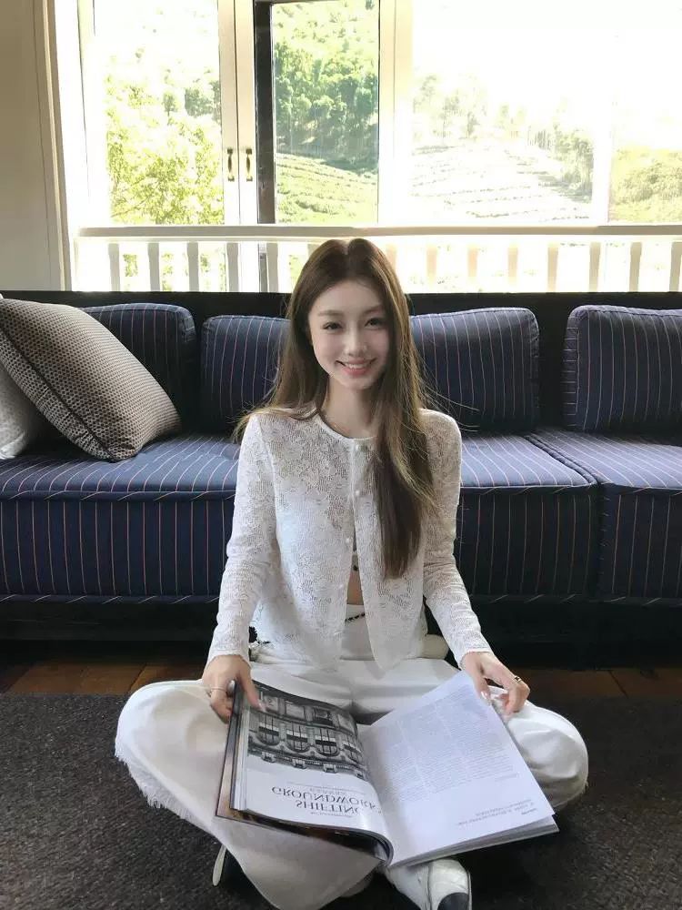 크로쉐 페미닌 카디건 여름 긴팔 그물 레이어드 예능 유퀴즈 292회 제니 옷 자켓 - 상세 이미지 2