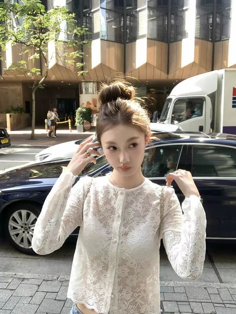 크로쉐 페미닌 카디건 여름 긴팔 그물 레이어드 예능 유퀴즈 292회 제니 옷 자켓 - 상세 이미지 4