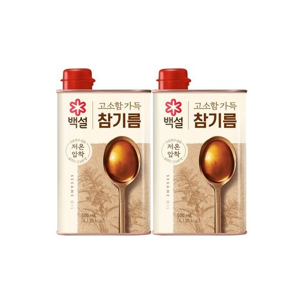 CJ백설 고소함가득 참기름 500ml x2개 : 스토어 어니스트