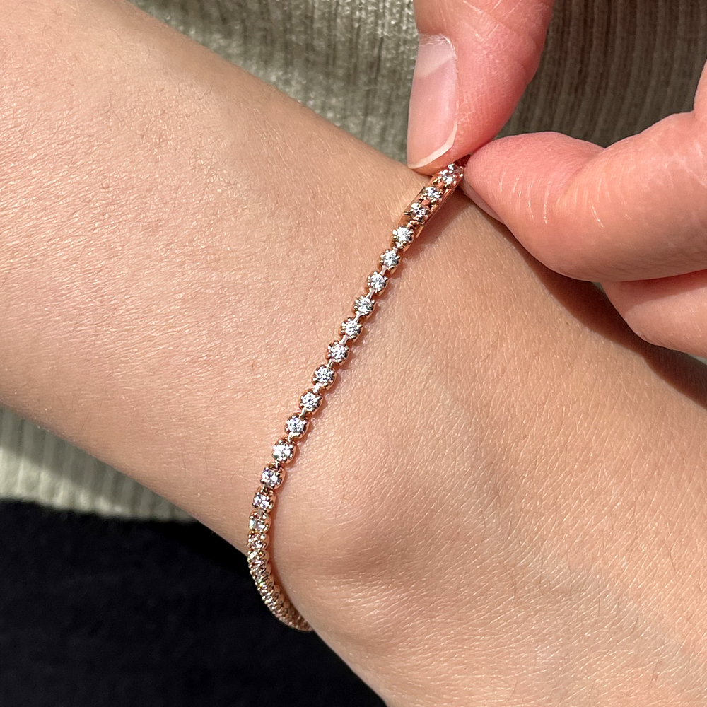1.5mm 모이사나이트 4프롱 라운드 테니스 팔찌 레이어드 고급 명품 - 상세 이미지 2
