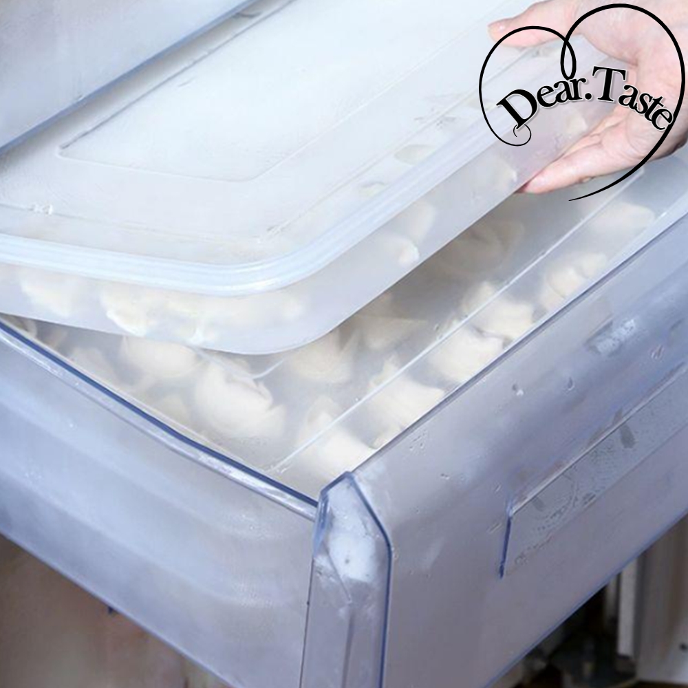 냉동 만두 보관함 냉동실 트레이 낮은 음식 정리함 뚜껑 냉장고 밀봉 - 메인 이미지