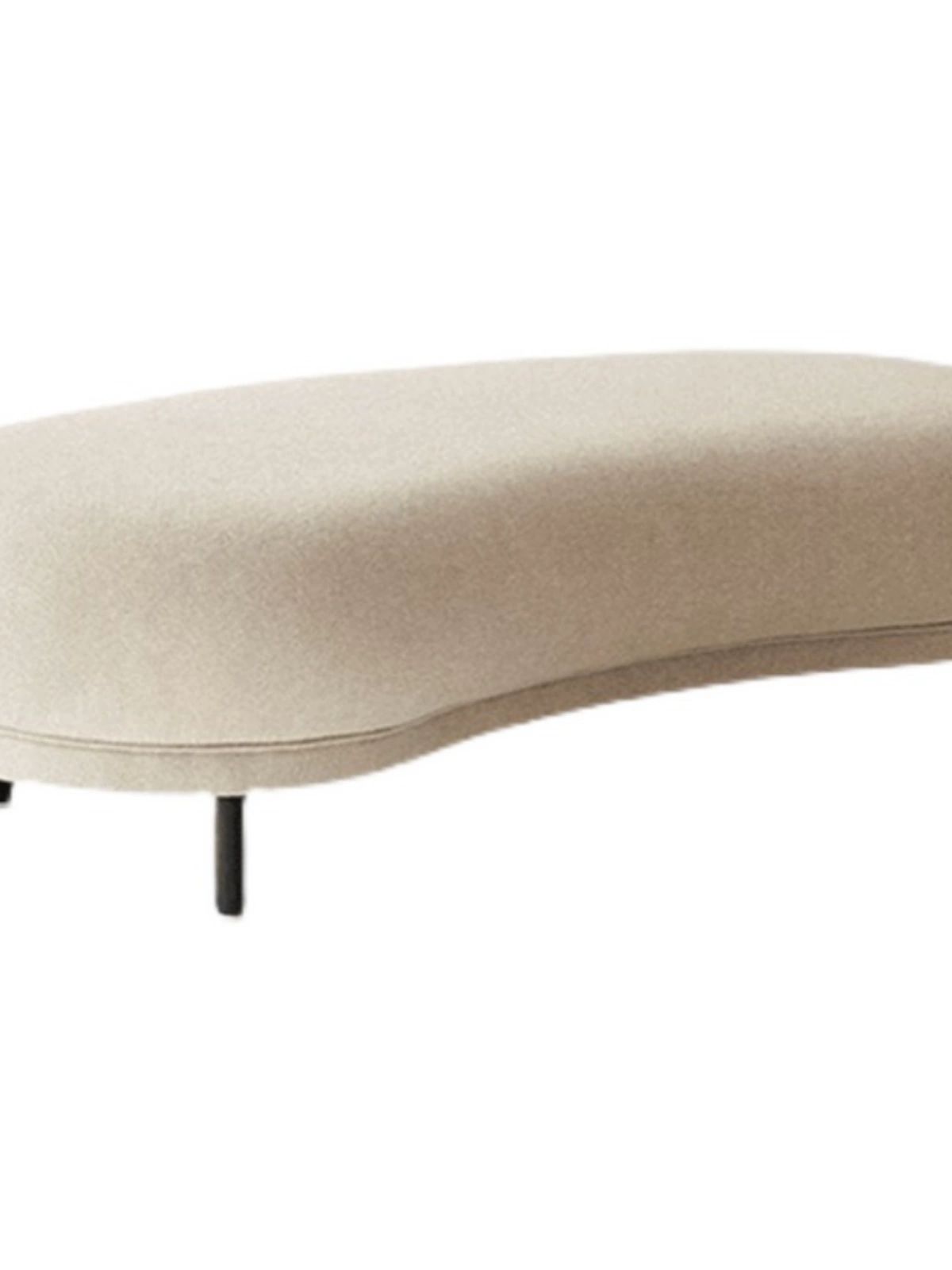 북유럽 반원형 벤치 거실 수납벤치 심플 크리에이티브 패브릭소파 80x40x40cm-미백 코튼 리넨