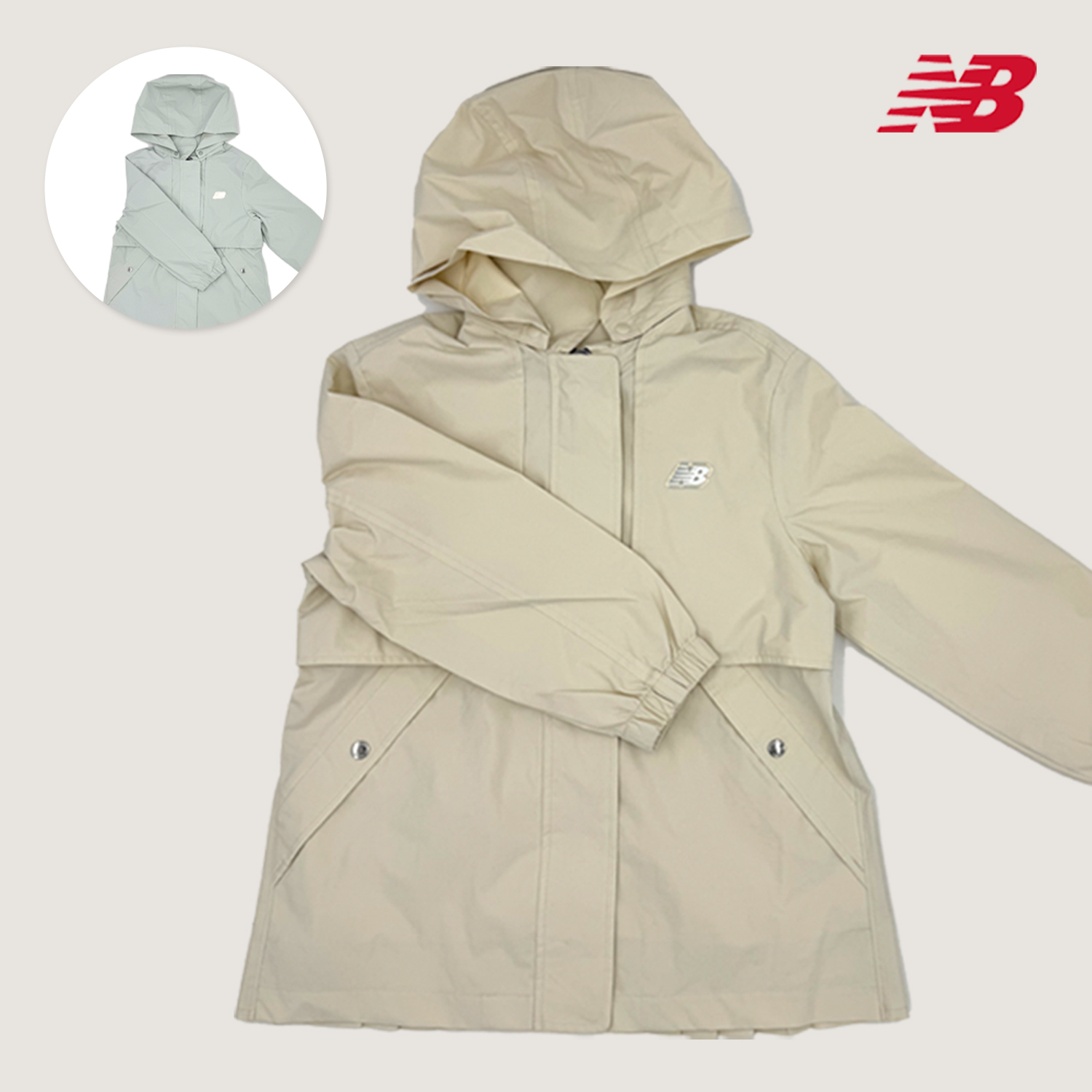 뉴발란스 키즈 플리츠 바람막이 여아 자켓 초등학생 봄 가을 민트 아이보리