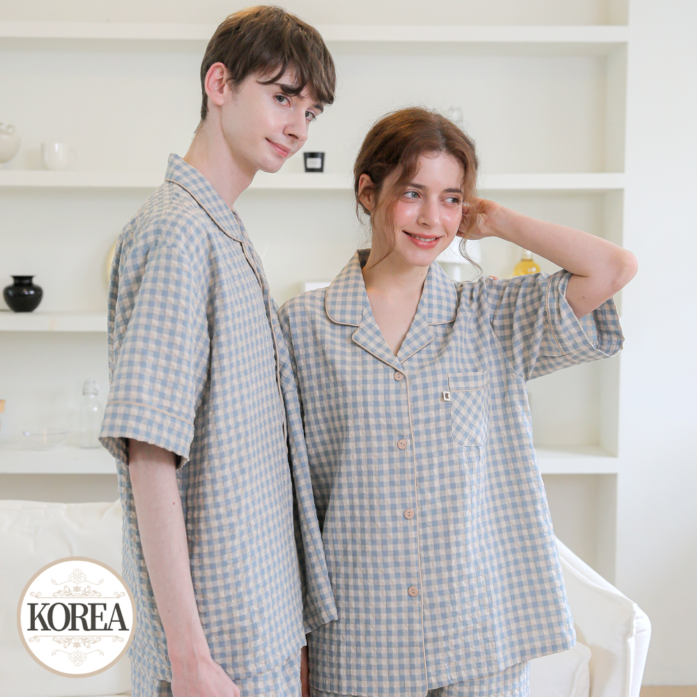 커플 잠옷 여성 남성 빅사이즈 홈웨어 스카이체크 25S704-804 - 상세 이미지 2