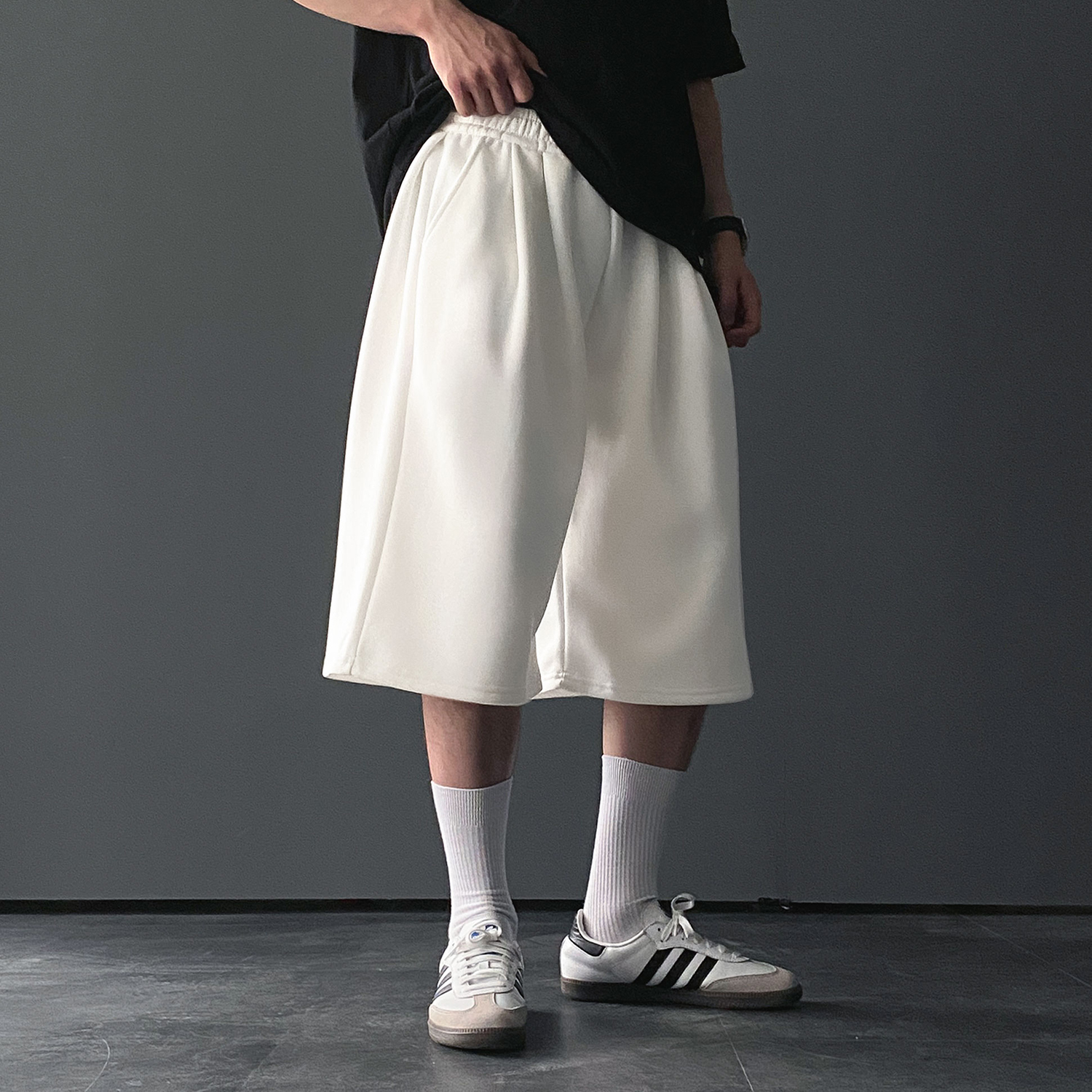 남자버뮤다팬츠 벌룬팬츠 와이드반바지 회색반바지 - 상세 이미지 3