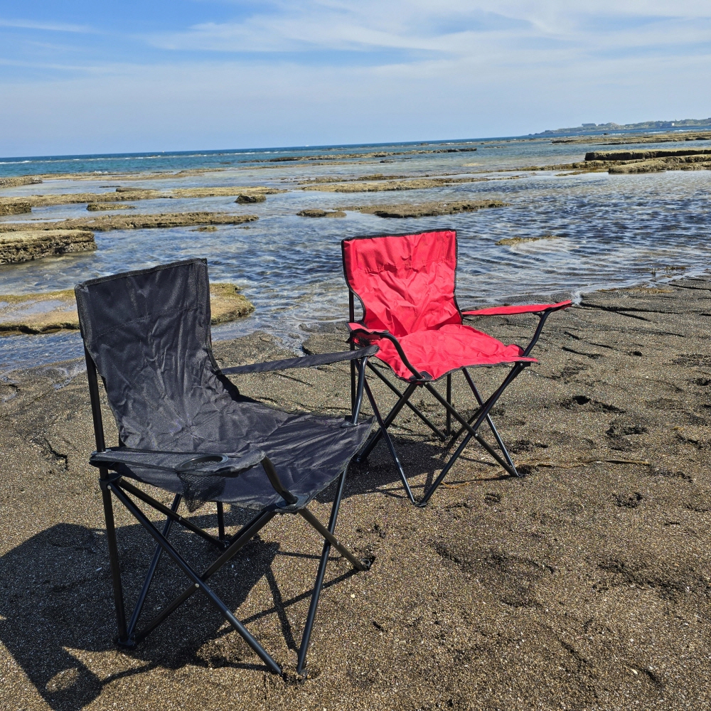 [팔걸이 캠핑의자] 접이식 야외용 컵홀더 포함 레드1개+블랙1개 - 상세 이미지 4