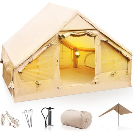 [해외]글램핑을 위한 LBF 풍선 텐트 - 5분 즉시 설치로 캠핑 성인용 텐트, 레인플라이 및 추가 스테이킹이 가능한 전천후 에어 텐트를 폭파합니다