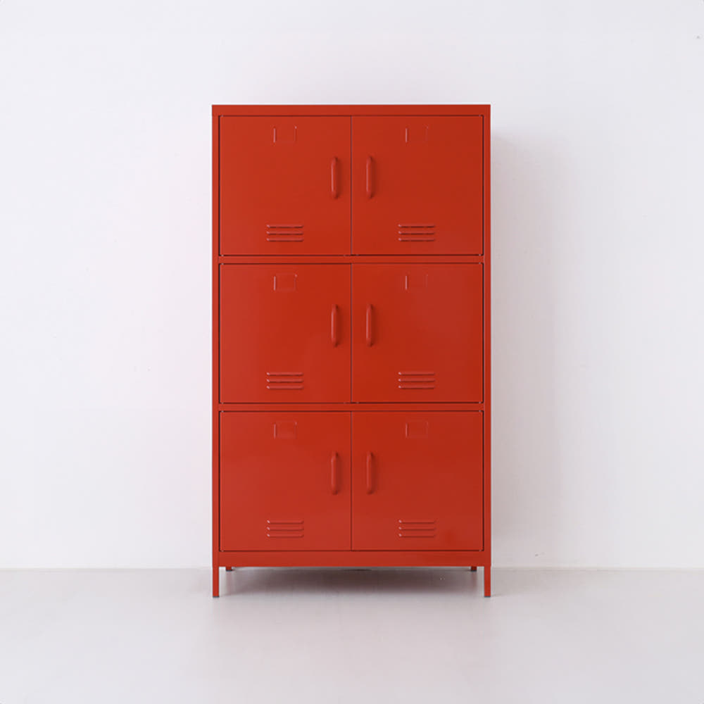 MKB 캐비넷 6문 수납장 9131600 913x460x1600mm, 3단, 레드 7017.3024 - 상품 이미지