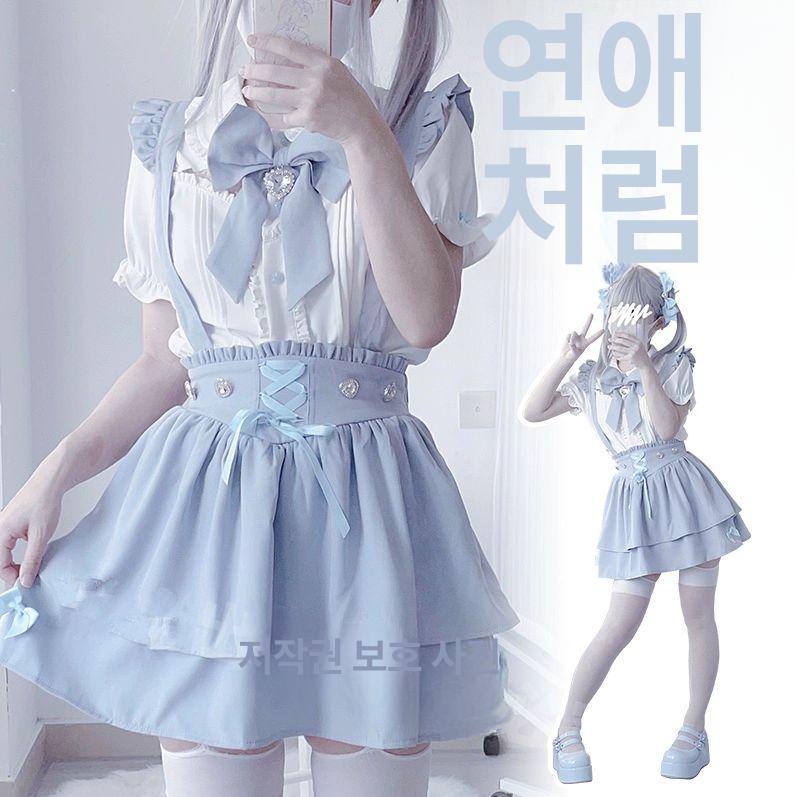 메이드복 지뢰계 옷 멘헤라 레이스 일본풍 원피스 - 상세 이미지 3