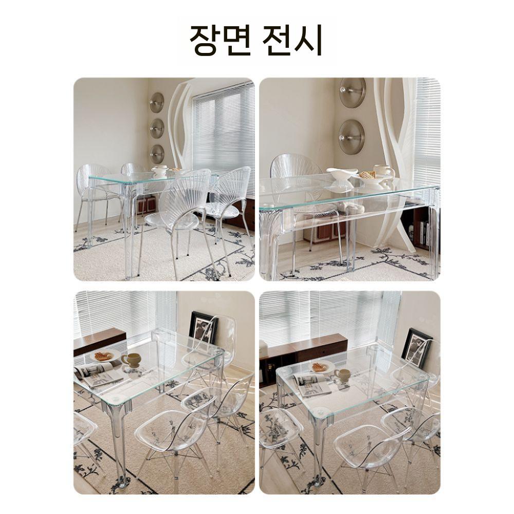 투명 강화유리 플렉시 강화 유리 탁자 카페 60cm 글라스 거실 - 상세 이미지 5