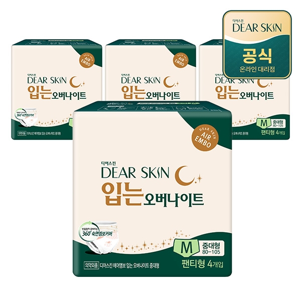 디어스킨 에어엠보 입는 오버나이트 중대형 4P x 4팩