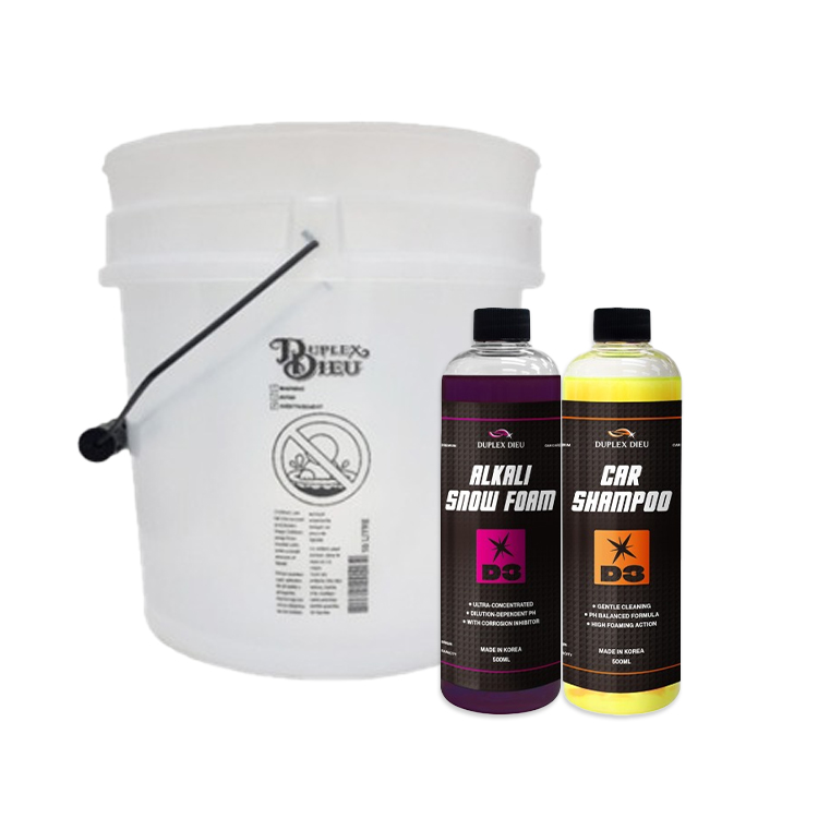 듀플렉스 듀 알칼리 스노우폼 500ml + 카샴푸 500ml + 투명 세차버킷 18L 색상랜덤 2PH 3종 패키지 세차용품 - 상품 이미지