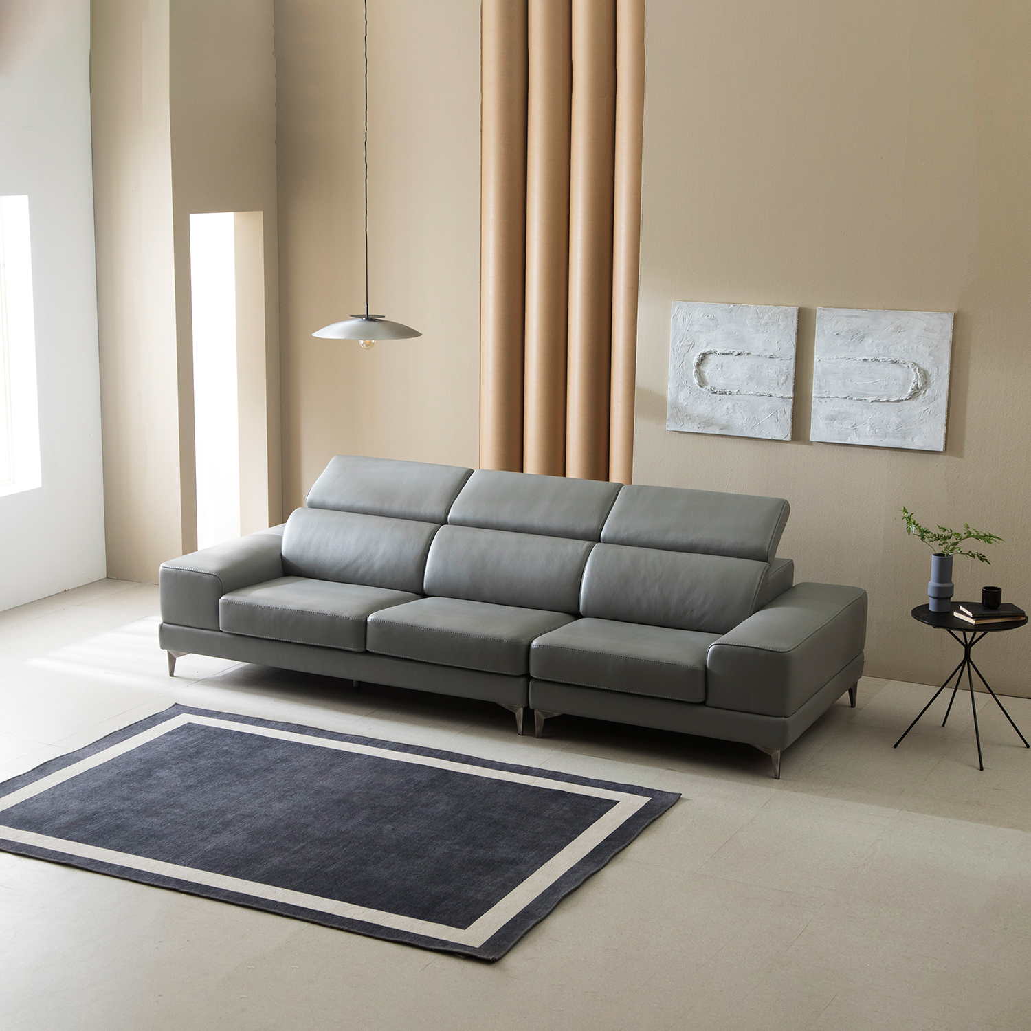 헤르짐머 발트 4인 모듈 이태리 천연면피 가죽 소파