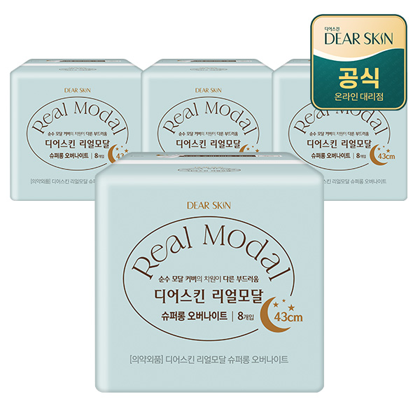 디어스킨 리얼모달 슈퍼롱 오버나이트 8P x 4팩 - 상품 이미지