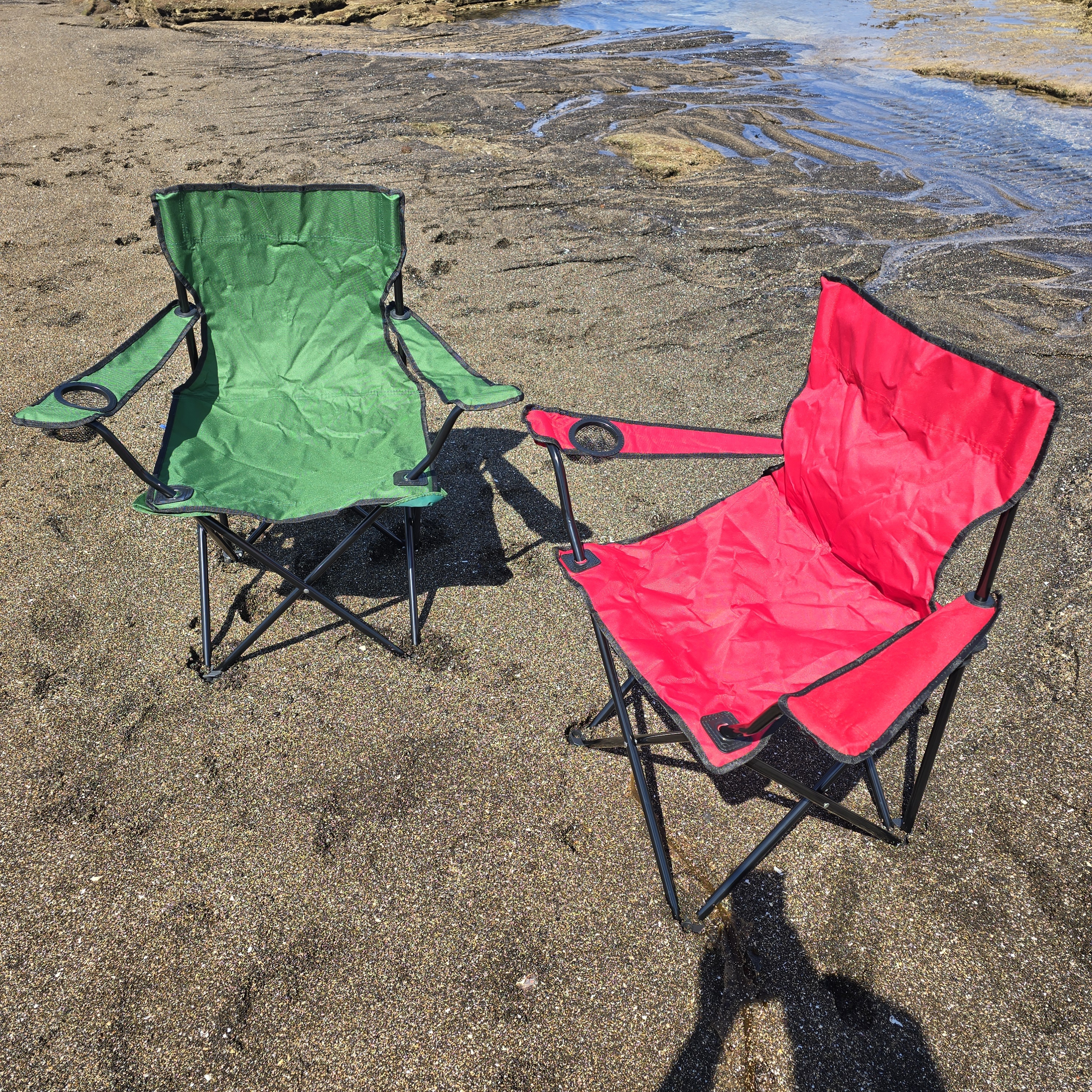 [팔걸이 캠핑의자] 접이식 야외용 컵홀더 포함 그린1개+레드1개 - 상세 이미지 5