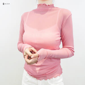 [17color]컬러풀 시스루 레이어드 블라우스 티 시스루블랙 착용 후기 | 사이즈/핏 총정리 - 상품 이미지 4