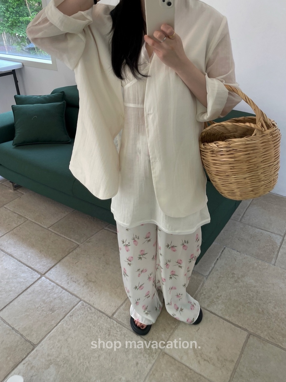 Basket 바스켓 리아 자켓 노카라 오버핏 여름자켓 레이온 나일론 2colors 상세 이미지 16