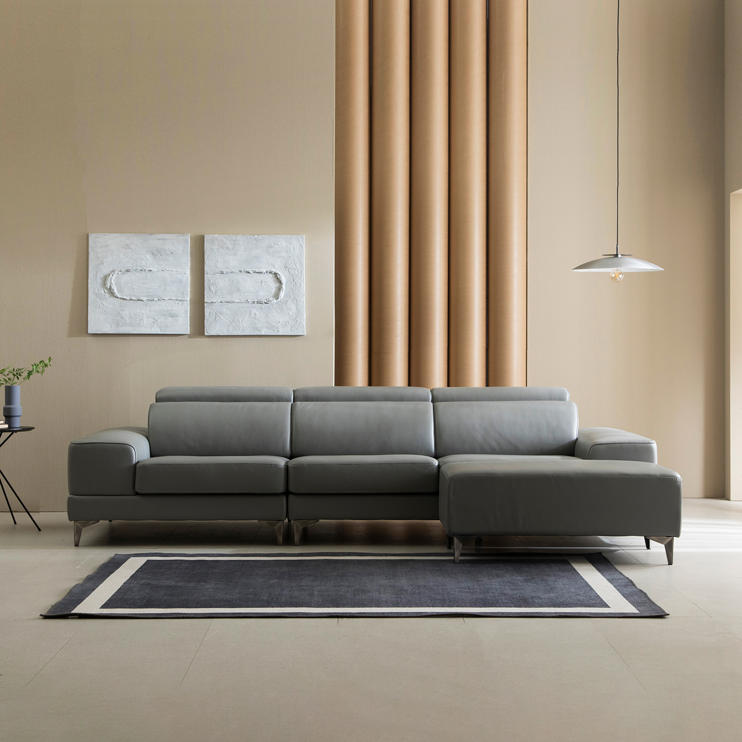 헤르짐머 발트 4인 모듈 이태리 천연면피 가죽 소파