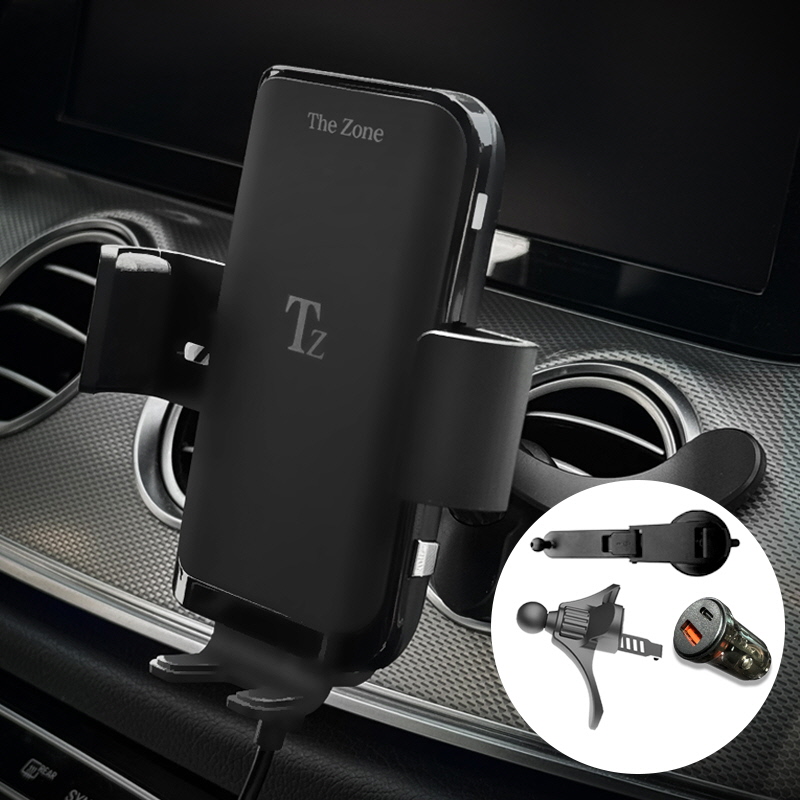 더존 차량용 휴대폰 무선충전 거치대 TZ-C100S 15W+고속충전시거잭