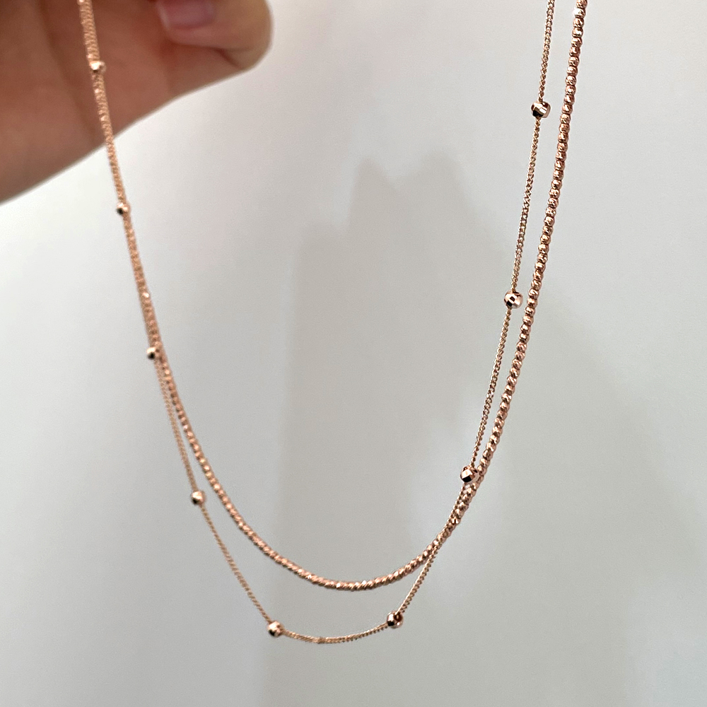 14K 18K 미니 컷팅 볼 레이어드 슬림 체인 목걸이 데일리 초커 이미지 8