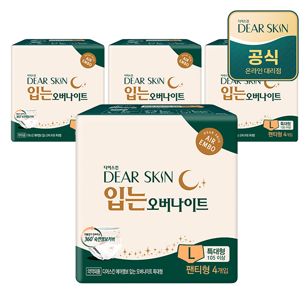 디어스킨 에어엠보 입는 오버나이트 특대형 4P x 4팩