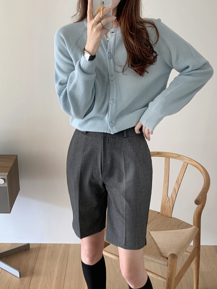 하이웨스트 슬릿 버뮤다팬츠 여자 반바지 5부 여성슬랙스 가을바지 정장 키작녀바지 카프리팬츠 - 상세 이미지 5