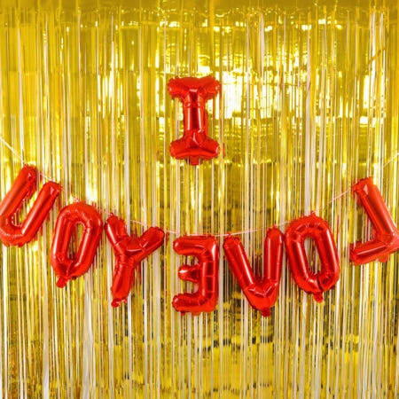 레드 골드 은박 풍선 세트 열정 사랑 기념일 호일 파티