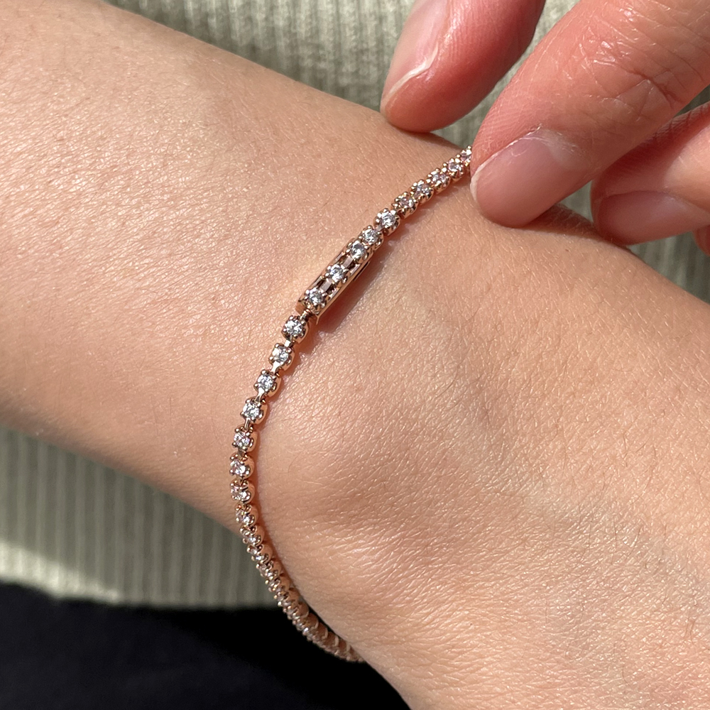1.5mm 모이사나이트 4프롱 라운드 테니스 팔찌 레이어드 고급 명품 - 상세 이미지 3