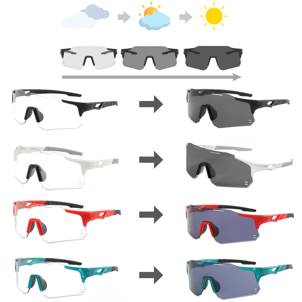 러닝 고글 선글라스 변색 투명 자외선UV 방풍 자전거 마라톤 싸이클 라이딩 낚시 등산