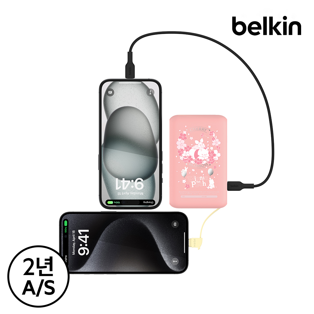 벨킨 디즈니 C타입 케이블 일체형 20W 10000mAh 보조배터리 위니 더 푸(BPB021qcWP) 이미지 6