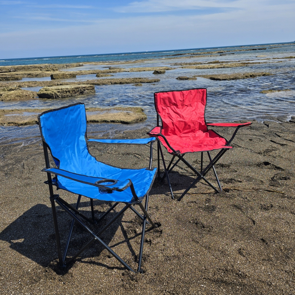 [팔걸이 캠핑의자] 접이식 야외용 컵홀더 포함 레드1개+블루1개 - 상세 이미지 5