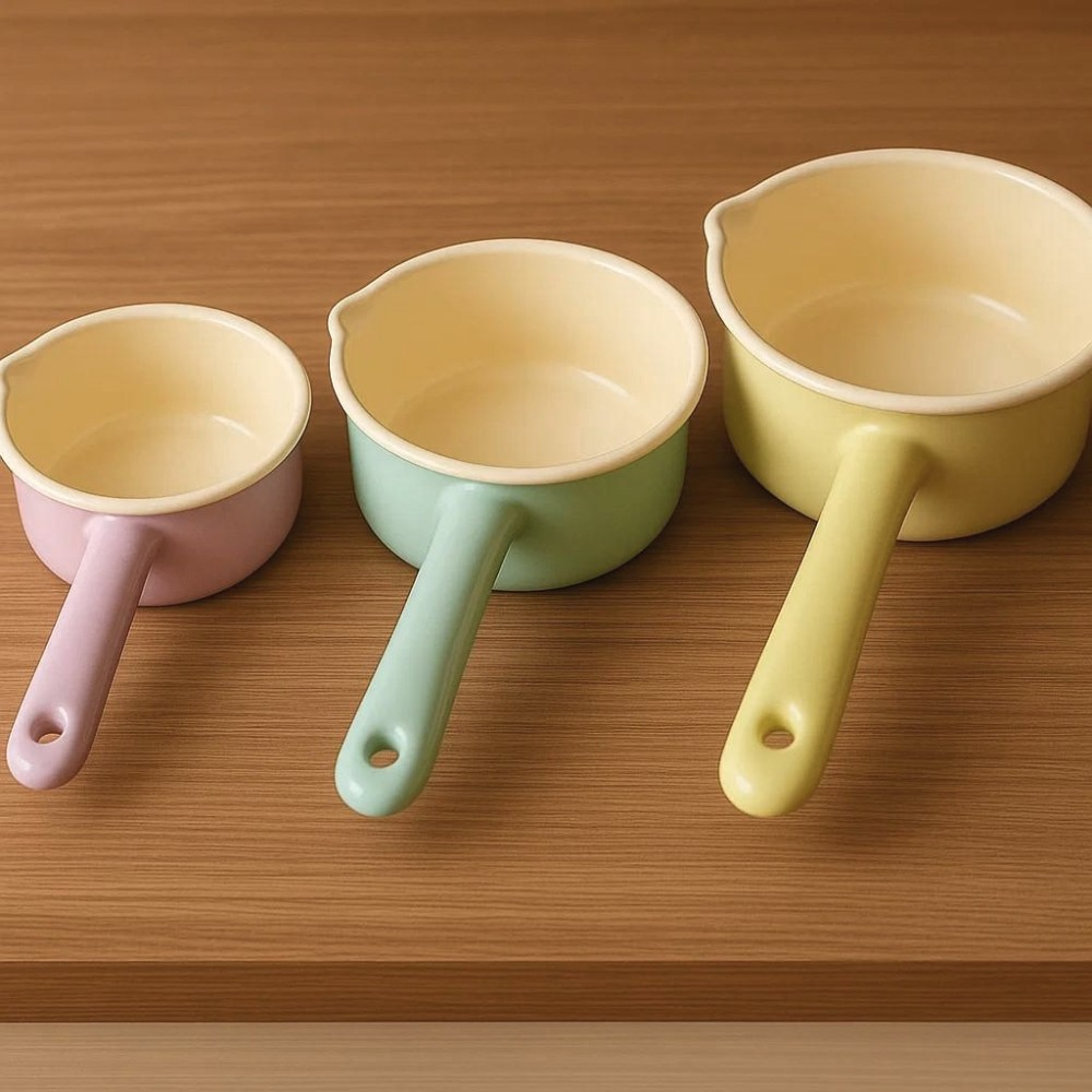 리스 법랑 밀크팬 3종 세트 IH인덕션 손잡이 작은 범랑 냄비 이유식 소스 라면