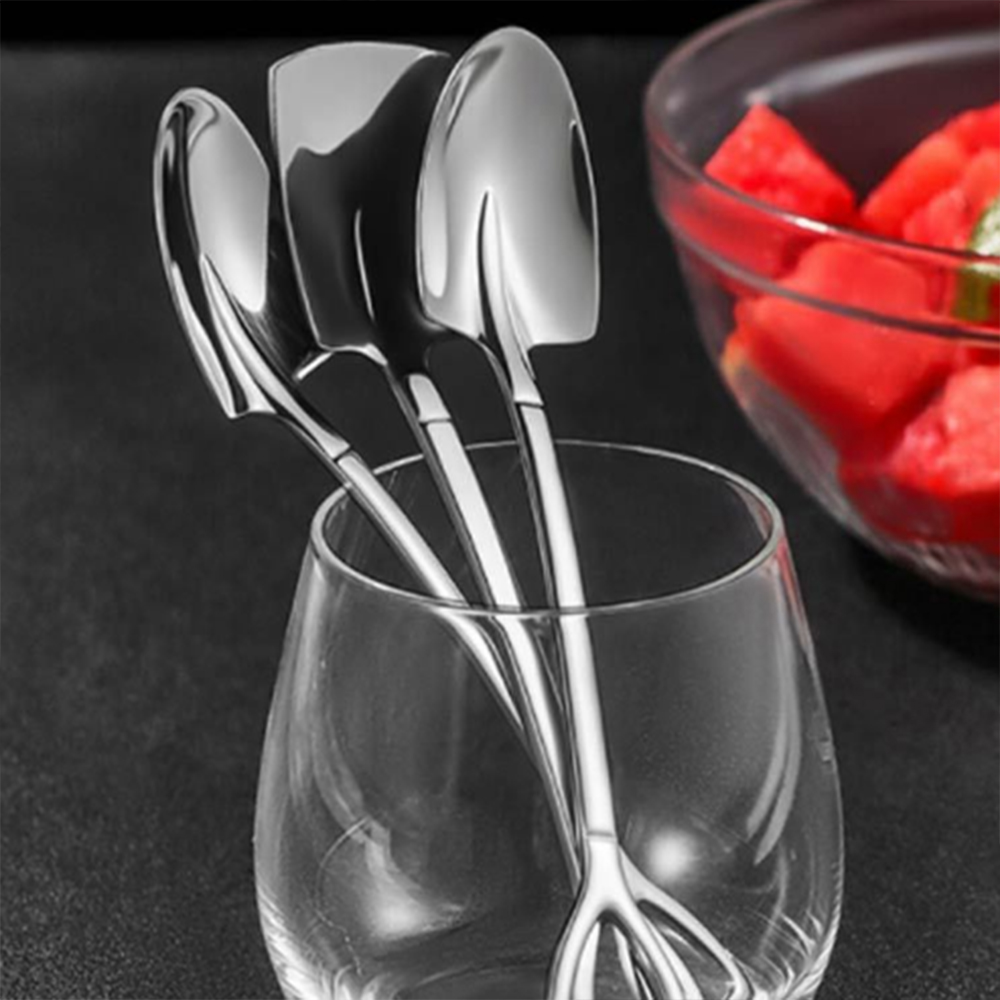 100개입 세트 티스푼 젓는거 스텐 삽 모양 디저트 아이스크림 스푼 커피 미니 삼각 사각 - 상품 이미지