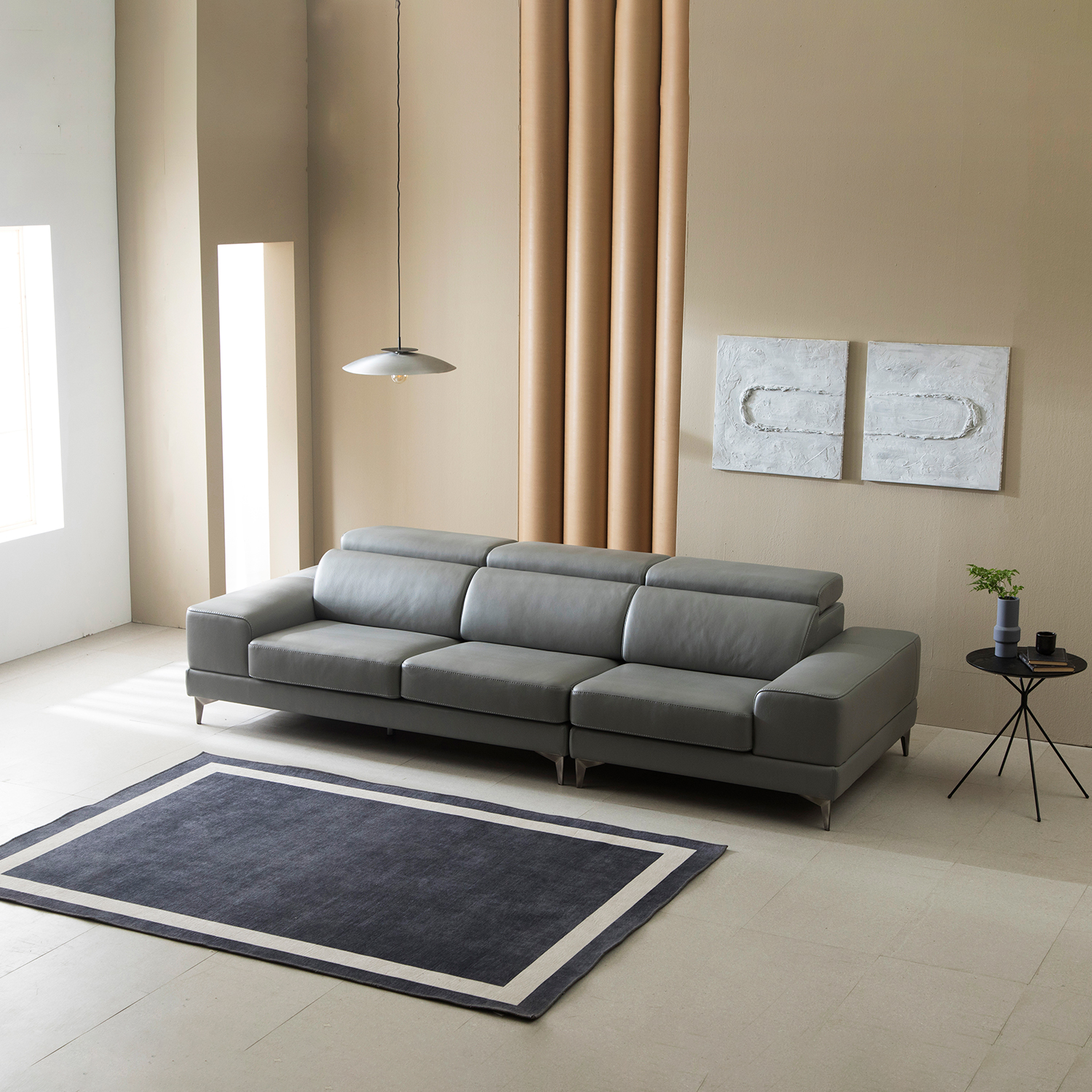 헤르짐머 발트 4인 모듈 이태리 천연면피 가죽 소파