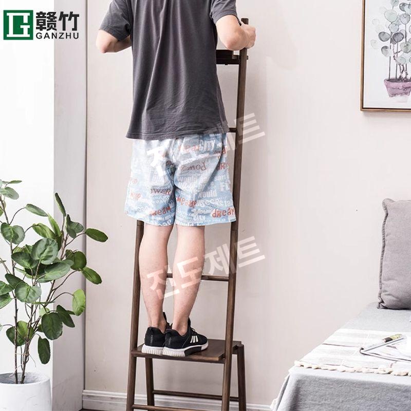 원목 사다리행거 수건 옷걸이 드레스룸 코트랙 홀더 스탠드 대나무색 - 상세 이미지 2