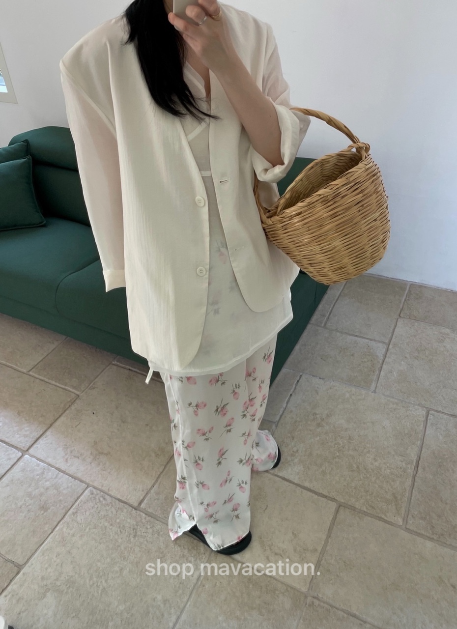 Basket 바스켓 리아 자켓 노카라 오버핏 여름자켓 레이온 나일론 2colors 상세 이미지 24