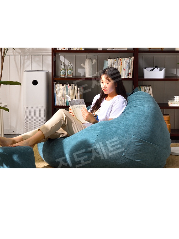 빈백 에어쿠션 1인용 스툴 라운지 소프트 의자 안락 릴렉스 파인그린 풋스툴증정 - 상품 이미지