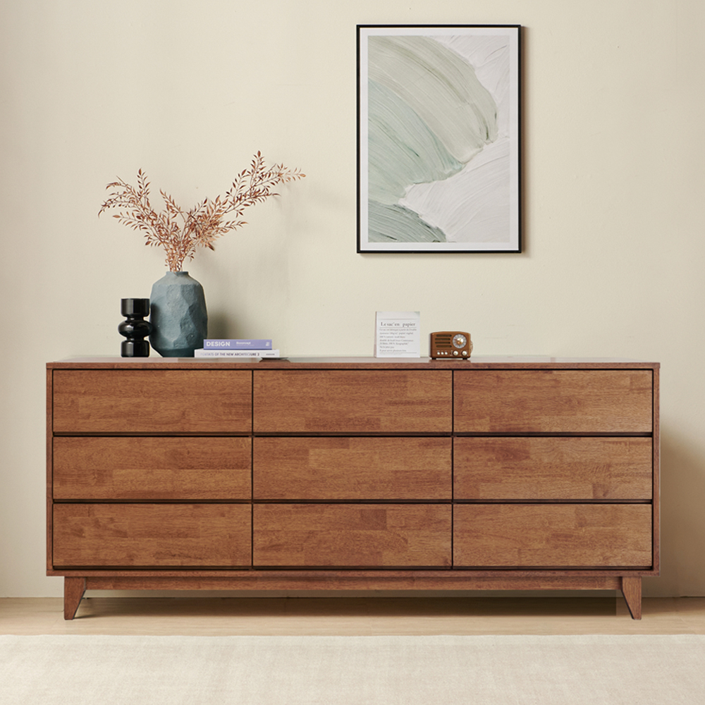 루튼 1800 안방 옷 다용도 원목 3단 와이드 서랍장