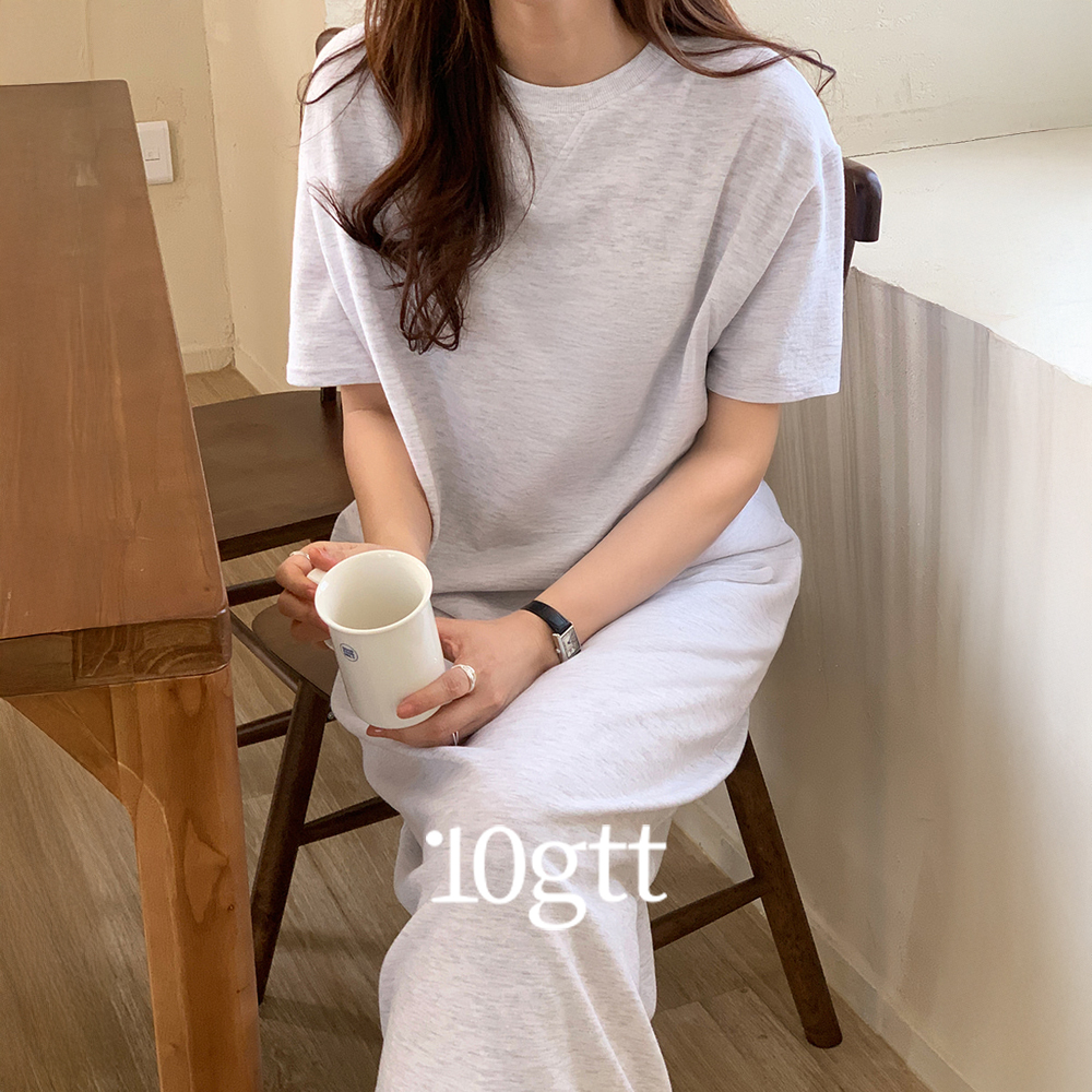 [자체제작] 데일리 루즈핏 반팔 맨투맨 롱 원피스 봄 여름 OPS022