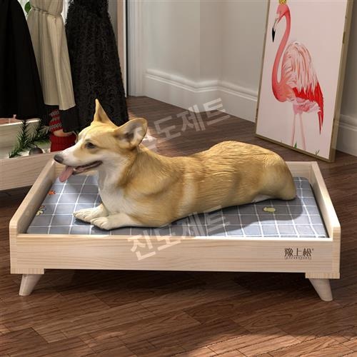 강아지 원목 침대 쿠션 방석 펫베드 우드 해먹 소파 퀸 베어 88x60x18CM - 상세 이미지 4