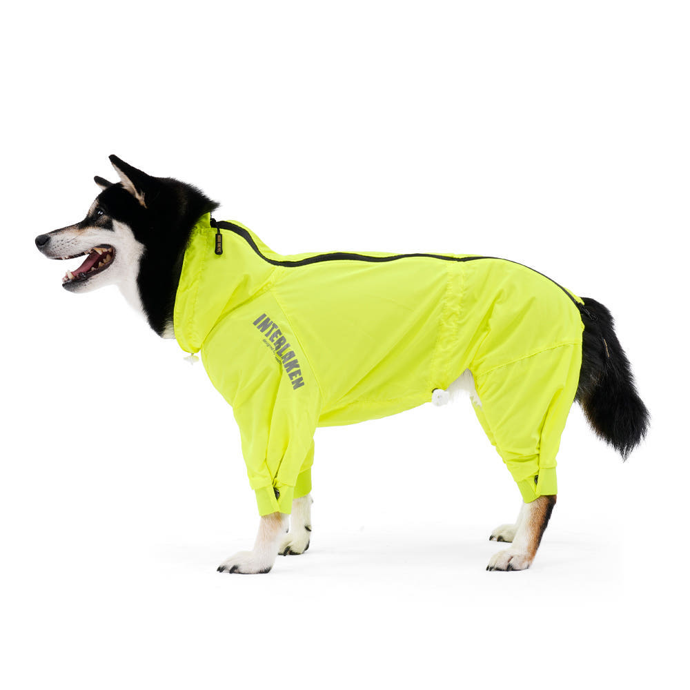인터라켄 소형견 강아지옷 올인원 바람막이 윈드브레이커 우비 우의 S