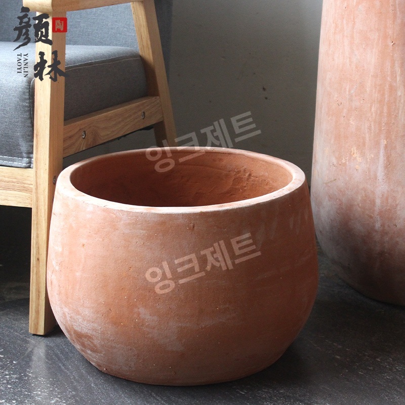베트남토분 긴단지 황토 빈티지 테라코타 토기 제트 대형+델구멍있음+물받이증정 큰 - 상세 이미지 5