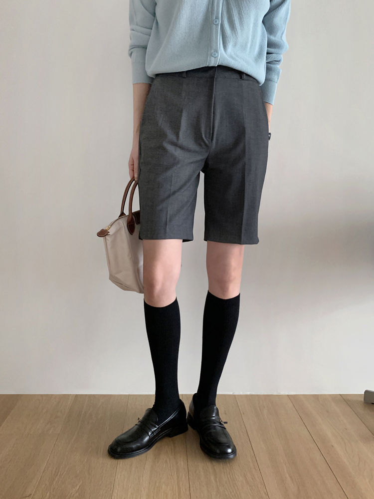 하이웨스트 슬릿 버뮤다팬츠 여자 반바지 5부 여성슬랙스 가을바지 정장 키작녀바지 카프리팬츠 - 상세 이미지 3