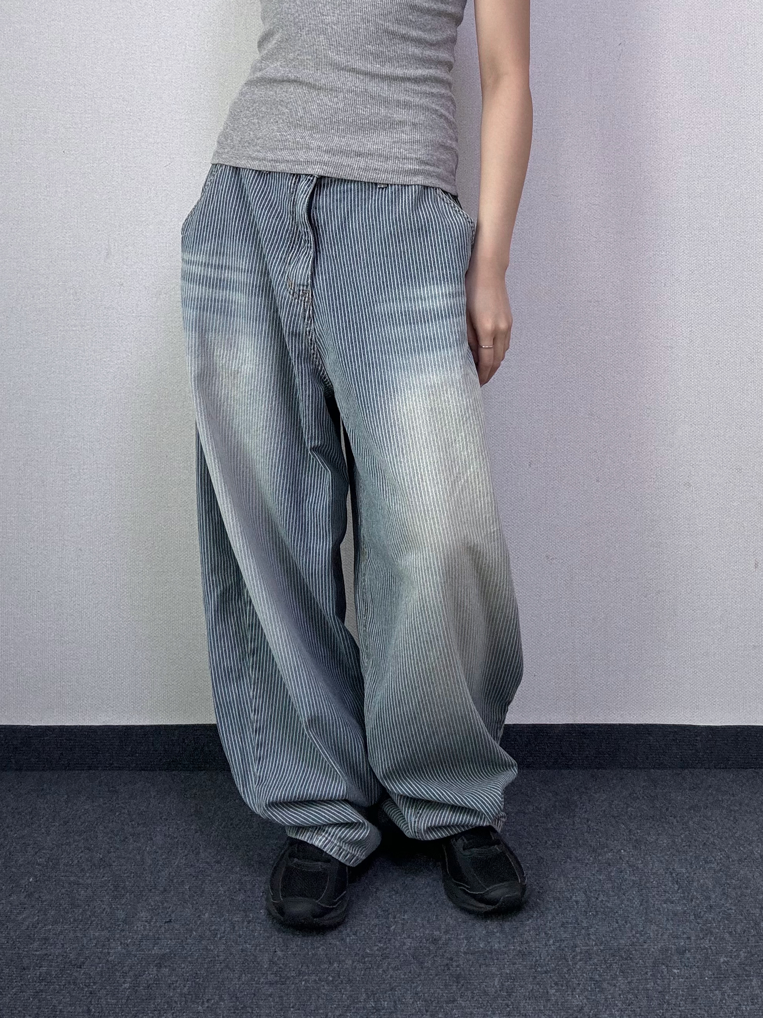 와브 스트라이프 벌룬 워싱 데님 팬츠 [2Size] - 상세 이미지 2