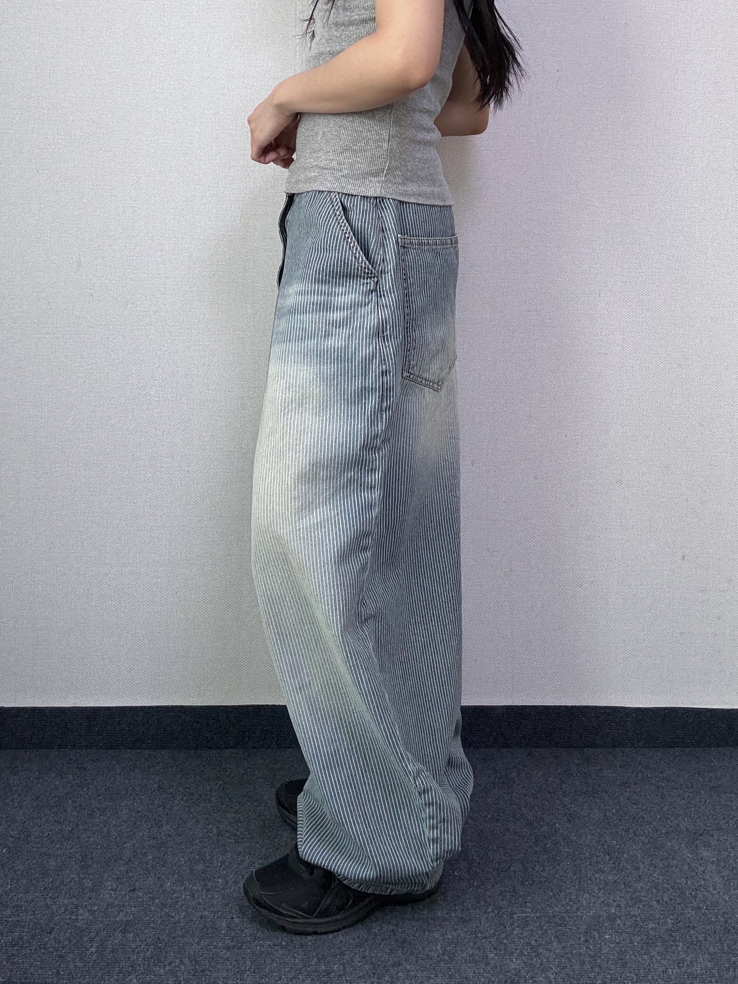 와브 스트라이프 벌룬 워싱 데님 팬츠 [2Size] - 상세 이미지 4