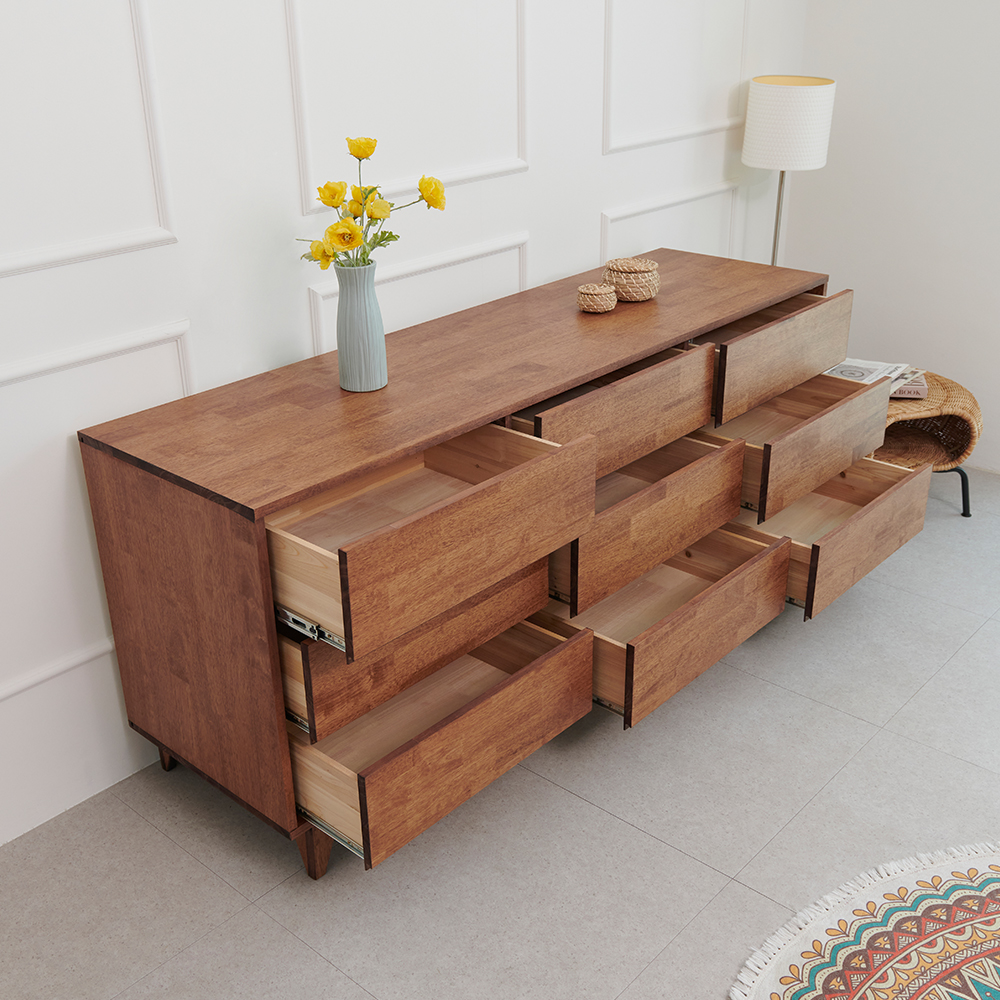 루튼 1800 안방 옷 다용도 원목 3단 와이드 서랍장