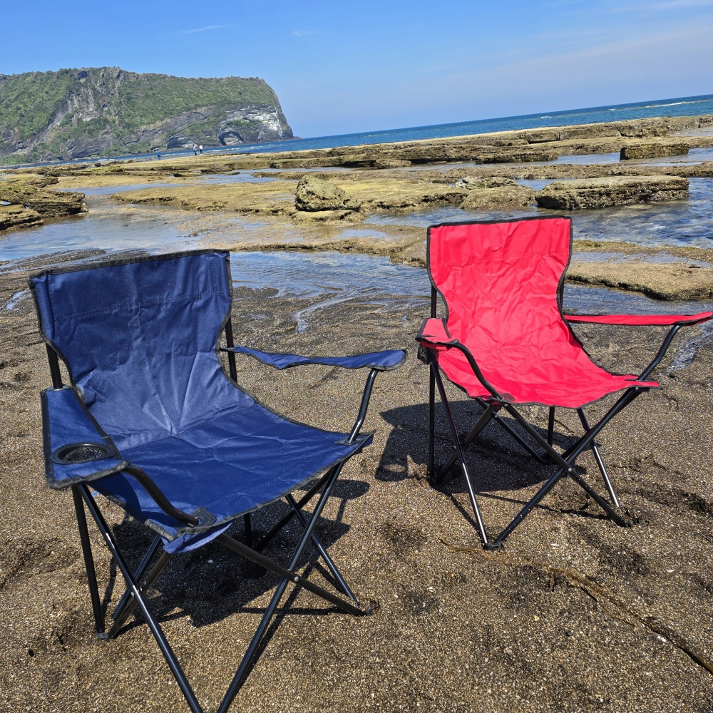 [팔걸이 캠핑의자] 접이식 야외용 컵홀더 포함 레드1개+네이비1개 - 상세 이미지 4