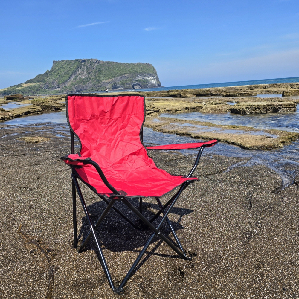 [팔걸이 캠핑의자] 접이식 야외용 컵홀더 포함 레드1개 - 상세 이미지 3