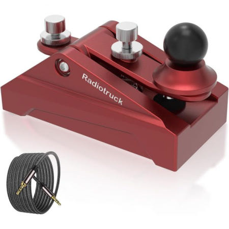 [Putikeeg][해외]CW 텔레그래프 키 오토 모스 - 라디오 HAM, 알루미늄 합금 본체 베이스가 있는 텔레그램 키 램빅 싱글 패들 트랜스미션 모스 코드 키(빨간색) 전송