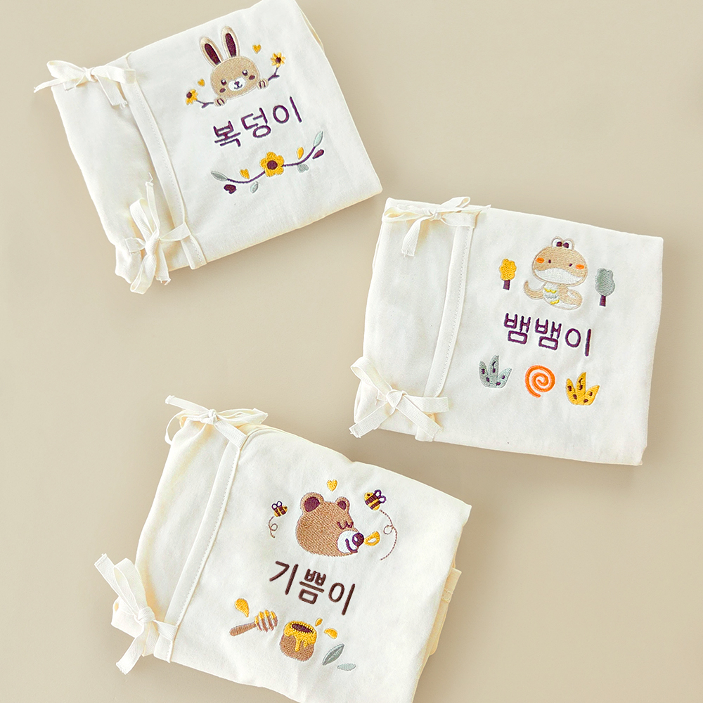 이키 오가닉 아기 자수 태명 배냇저고리 2종 출산 선물세트 이미지 6